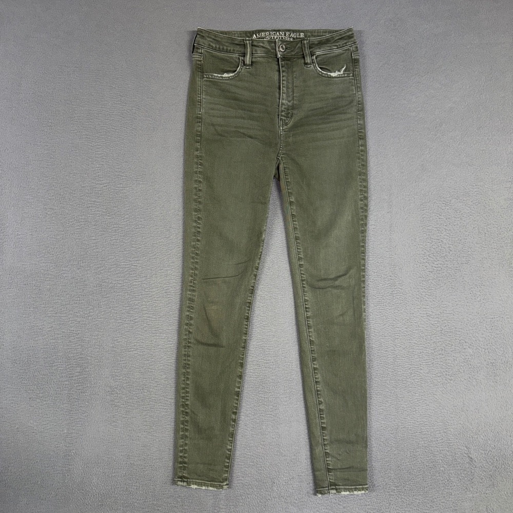 American Eagle Jeans Womens 4 Green Super Hi-Rise Jegging Stretch Skinny Ankle